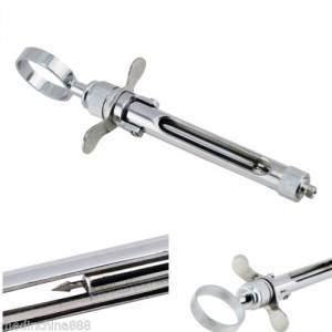 A dental syringe is used with disposable vials of Lidocaine. Buy regular syringes and needles if you can only get the Lidocaine in the larger bottles. 