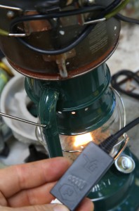 I tried to get some electric charge using my PowerPot, and I tried a Coleman oven above the green lantern, but both were a bust. 