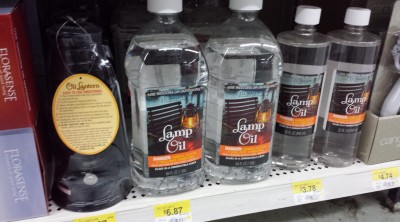 I tested Walmart lamp oil in all of my lanterns in all wick sizes and it worked just fine, despite what you'll read on the internet that wicks over 1/2" clog up from these liquid paraffin fuels. The problem is that they are over $10 per gallon. 