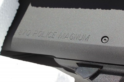 The receiver of the 870P is marked Police Magnum.