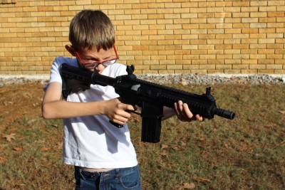 The CO2 powered gun makes it easy for a skinny kid who can't (safely) work the pump on other air-guns.