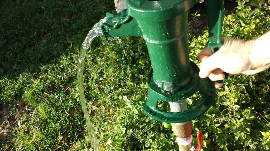 Prepping 101: Surviving Black Friday and the Apocalypse My pitcher pump in action.