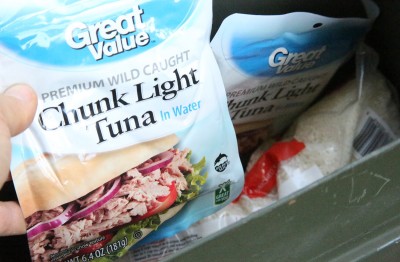 Mylar pack tuna is cheap and takes up little space.