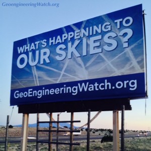 The big picture isn't GMOs, vaccines, false flags, "active shooter" hoaxes or Illuminati. If you follow the money, it leads to those planes spraying white mist in our skies, worldwide.  You may have seen these billboards and thought it was a crazy conspiracy theory, but we have been indoctrinated to think that.  The spray is called Solar Radiation Management, or SRM, and it is made up of nanoparticulate aluminum, barium, strontium, and even coal fly ash. They are trying to reflect the sun  in order to keep our planet from overheating. It is not working, and most likely their efforts are making the problem worse, by causing irreparable holes in the ozone layer, and by pushing warm water into the arctic, which is melting the frozen methane deposits under Siberia.  