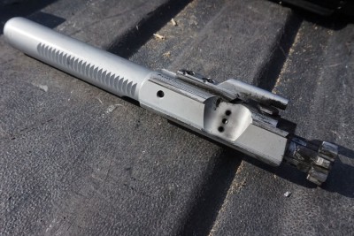 The bolt after the testing. The finish makes it easy to wipe clean.