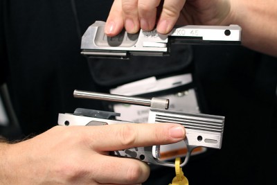 And the frame slides back on this guide-rod.