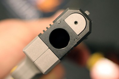 The PKO's fixed barrel sits low in the hand. 