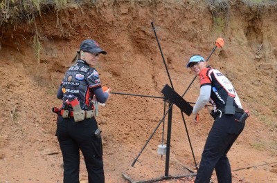 Journey Into Competitive Shooting: Ep. 1 Getting Started Sky Killian and Rebecca King, setting a star with clays during filming of The Big Gun, in SC.