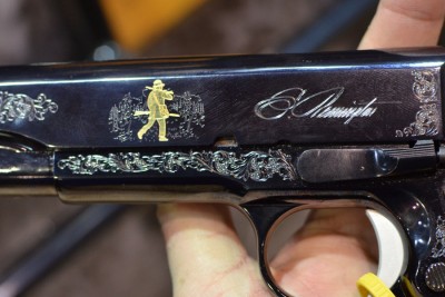 On the slide of the 1911 is the likeness and signature of Eliphalet Remington, 