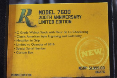 Remington Bicentennial Limited Editions - SHOT Show 2016 7600 details.