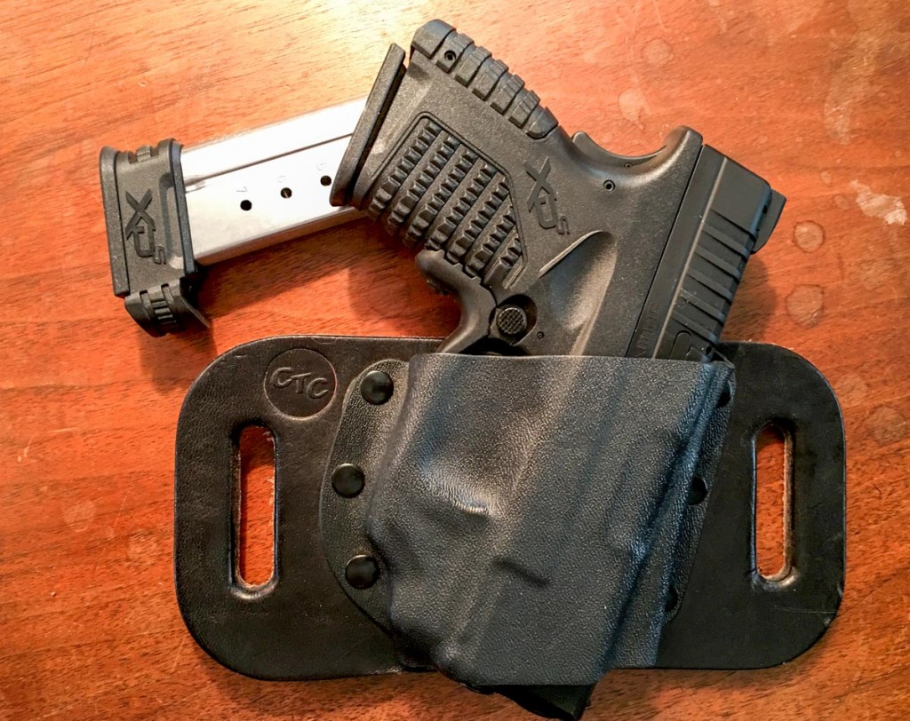 The CrossBreed SnapSlide is a great option for OWB carry. Note the high positioning of the gun relative to the beltline.