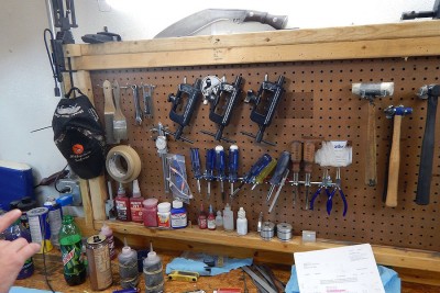 Tools of the trade. Wish my workbench was this neat.