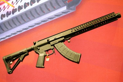 The longer rifle form with the new muzzle device. 