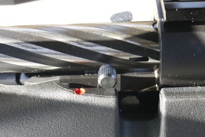 The safety is easy to access with the thumb. 