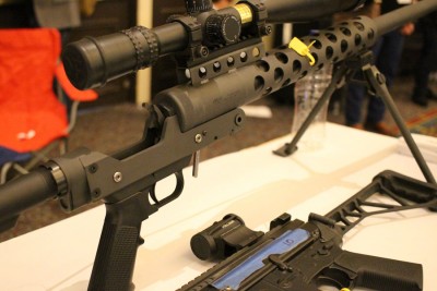 Serbu's Single Shot .50 — One and Done — Shot Show 2016 The hammer is exposed, too. Kind of like the hammers on some revolvers combined with the caps om the breech of a muzzle loader, with the kick of a government mule.