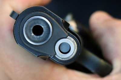 The rimfire barrel from the front end. 