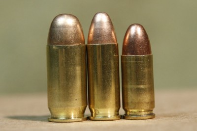 Left to Right .45ACP .38 Super 9mm (notice case length)