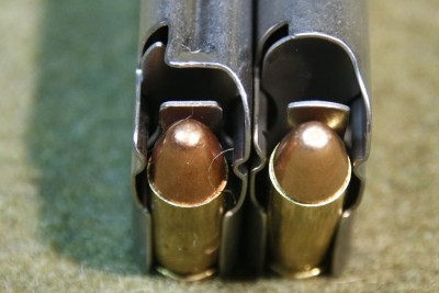 Left to Right 9mm loaded Magazine 38. Super loaded Magazine