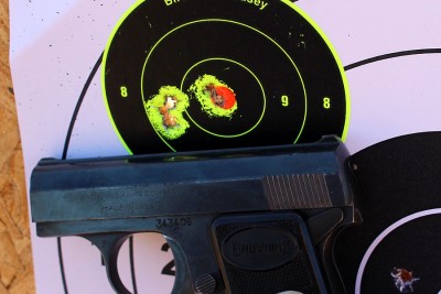 5 rounds nice and slow from 15 feet. 