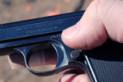 This is not a mag-release button. It is the safety in the "fire" position. 