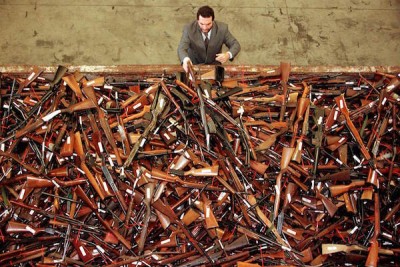 A pile of about 4,500 firearms that were handed over as part of Australia’s buyback. (Photo: David Gray/Reuters)