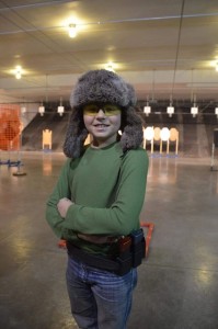 Andrew Yackley, with his favorite hat for winter USPSA pistol league. 