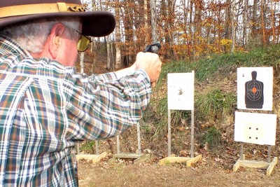 The author shooting the answer to his question: a compact, easily concealed .357 Smith & Wesson.