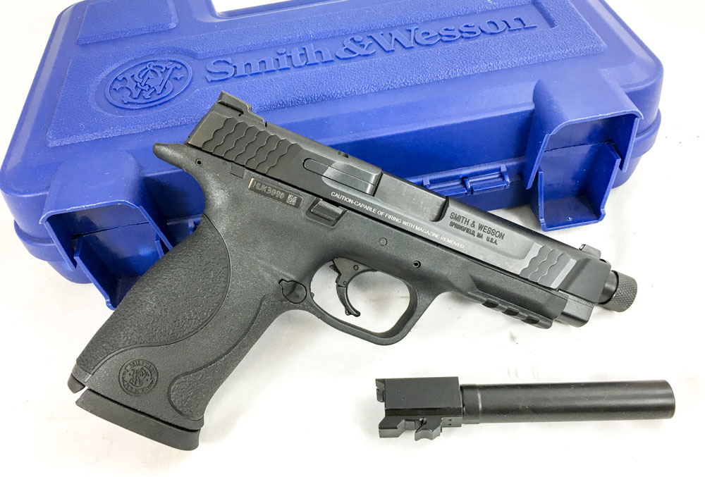 The Smith & Wesson M&P 45 Threaded Kit (threaded barrel installed, standard barrel shown below)