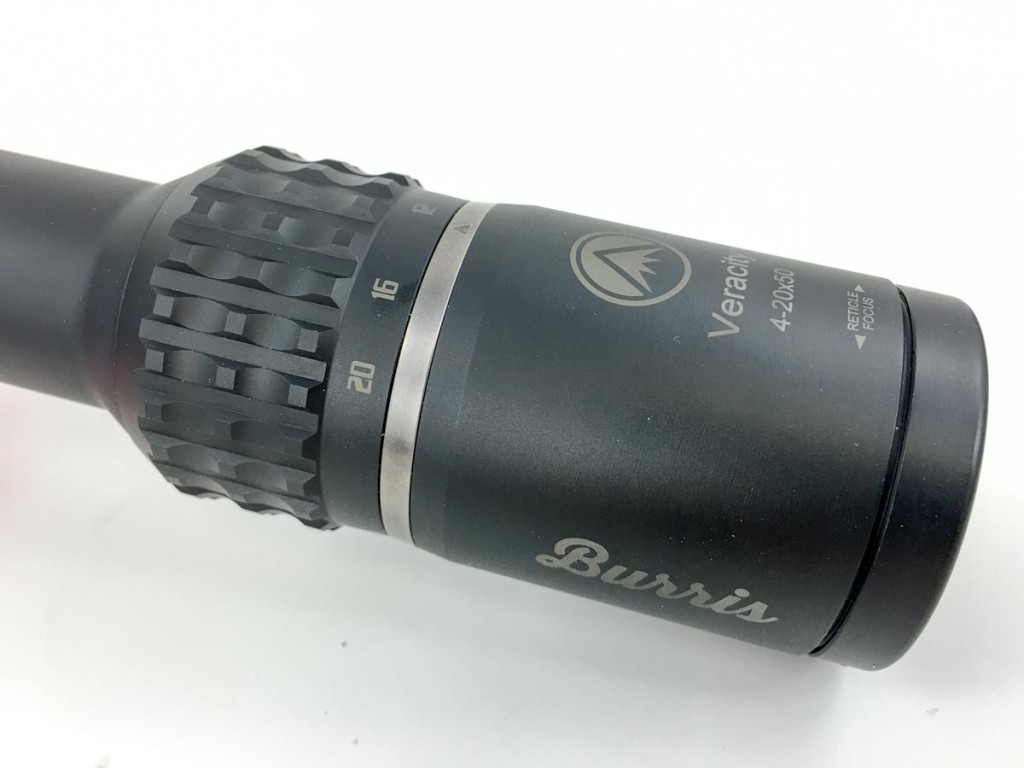 This Burris Veracity high-magnification scope ranges from 4-20x magnification. We'll be using in this optics series to reach out to small targets at long range.
