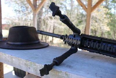 The CAA bipod attached to the lower forearm rail through the innovative design you did not give up any rail space 