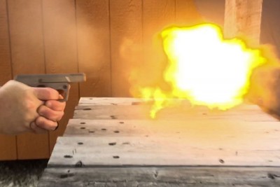 Heizer POCKET AK and POCKET AR Gel Test Flame coming from barrel firing 223 Lehigh defense.