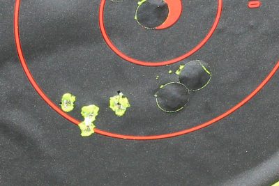 Five shots from the bench at 50 yards.
