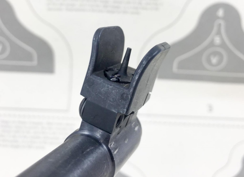 A protected iron post front sight like this one on my Ruger 10/22 is plenty durable and reasonably fast.