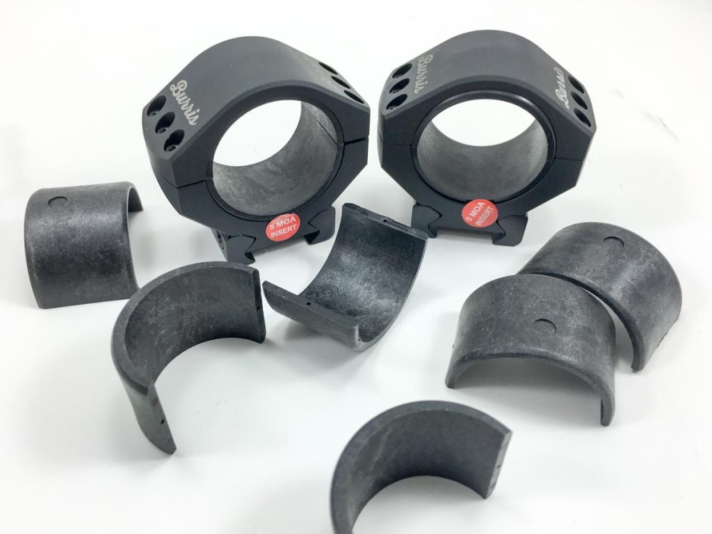 These Burris XTR Signature Rings have various inserts that allow you to "ramp" the scope for long-range shooting.