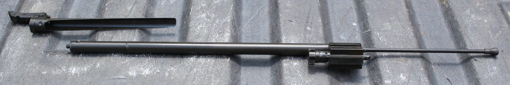The operating rod contains the recoil spring--the thin plunger sticking out the back end.