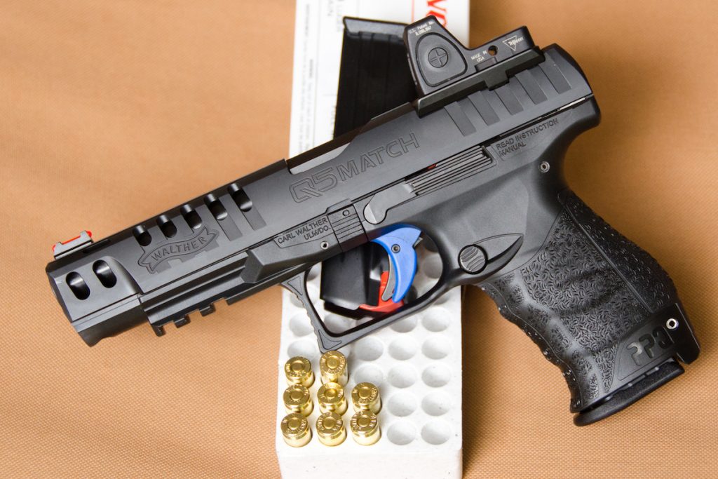 The pistol’s “Quick Defense Trigger” features a proprietary blue coating that is designed to smooth the trigger pull. The author liked it, noting it had a sub-5-lb. pull and quick reset. 