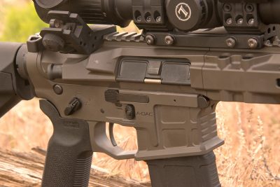 The rifle features an AR Gold trigger. Having a right-side bolt release makes reloads fast and keeps you locked into the gun. 