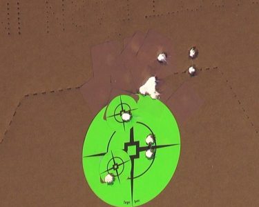 A 10-shot group at 20 yards with Sig Elite Performance ammunition. 