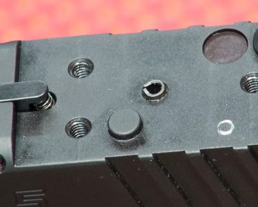 The cover plate protects fine machine threads and the somewhat delicate spring of the loaded chamber indicator.