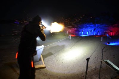 Timney Triggers' Tommy Thacker, at the 2015 Starlight 3 Gun. Fireworks, music...and pie! Nothing more fun than shooting at night, but the pie was the kicker. 