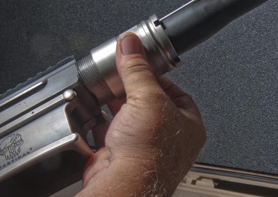 DRD Tactical Takedown Kivaari Semi-Auto .338 Lapua Magnum TAKEDOWN STEP 3: Tighten the barrel not by hand first making sure not to cross thread.