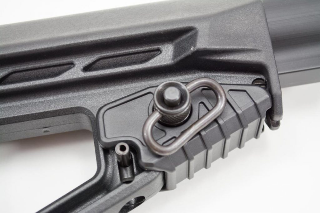 Look familiar? The stock is AR-compatible and adjusts the same way. 