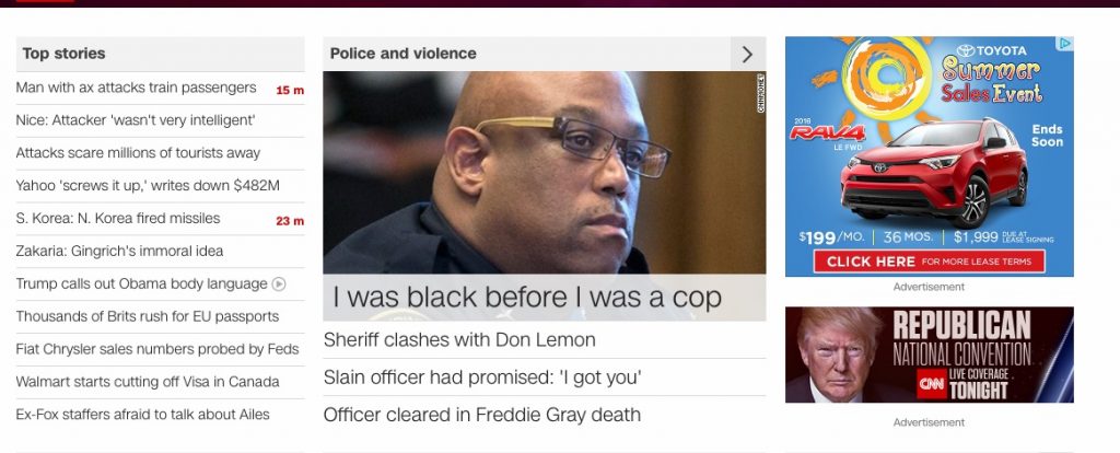I took this screen shot of the CNN homepage earlier this week. I think it's pretty telling. 