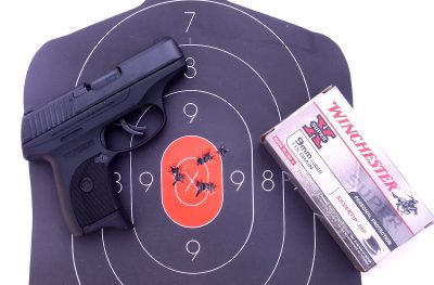 The Ruger LC9s is a powerful and accurate 9mm. The author shot this sub-two inch group standing at ten yards. 