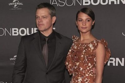 Matt Damon and Alicia Vikander at the premiere of "Jason Bourne" at Moore Park, Sydney, on July 3. (Photo: SMH)