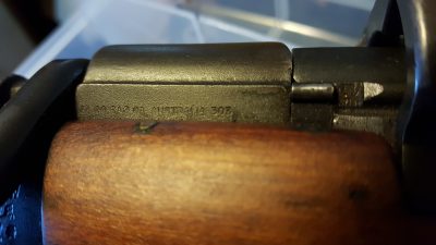 I am pretty sure that any printing in this area at all means import marks. The caliber designation is for import reasons, and I don't think it was on the original rifles. This was apparently not brought in by Century, and I don't recognize the stamp as a familiar importer. 