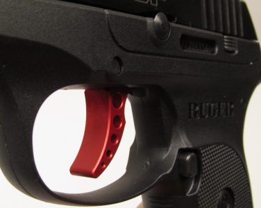 The wide aluminum trigger lightens the perceived trigger pull weight. And, is snazzy looking in red.