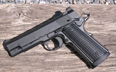 A "commander-sized" 1911, the 4.25-inch barreled pistol looks just like any other .45 ACP model—except from the muzzle.