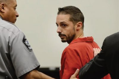 Chad Cameron Copley, 39, is led out of a courtroom at the Wake County Judicial Center in Raleigh, N.C., Monday, Aug. 8, 2016. Copley, who apparently called police to complain about "hoodlums" near his house, was charged with murder after he shot and killed a black man outside, authorities said. (Chuck Liddy/The News & Observer via AP)