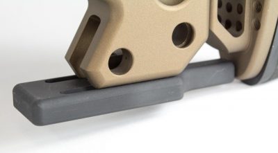 SMG Company Makes a Precision Rifle? MPA BA Lite PCR—Full Review The bag rider helps keep the rifle on the rear sand bag during recoil. Underneath is a bipod attachment point.